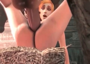 Insanely giant horse fucks a sexy 3D woman
